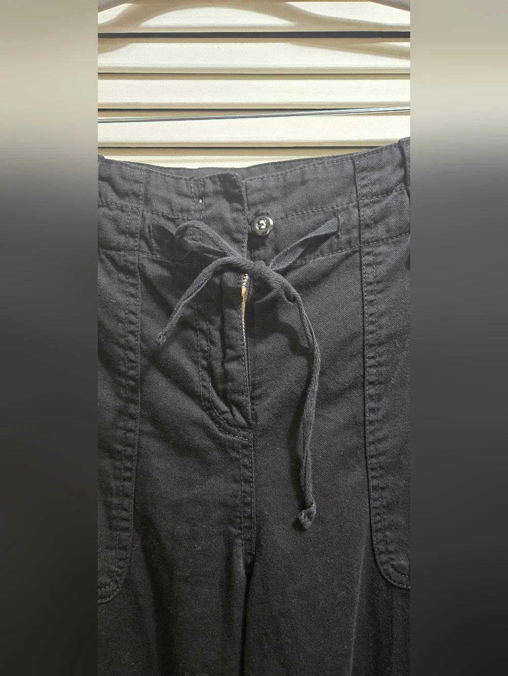 Johnny Was Hinga Wide Leg Embroidered Cargo Pants Black Boho Floral Size L - Picture 6 of 15